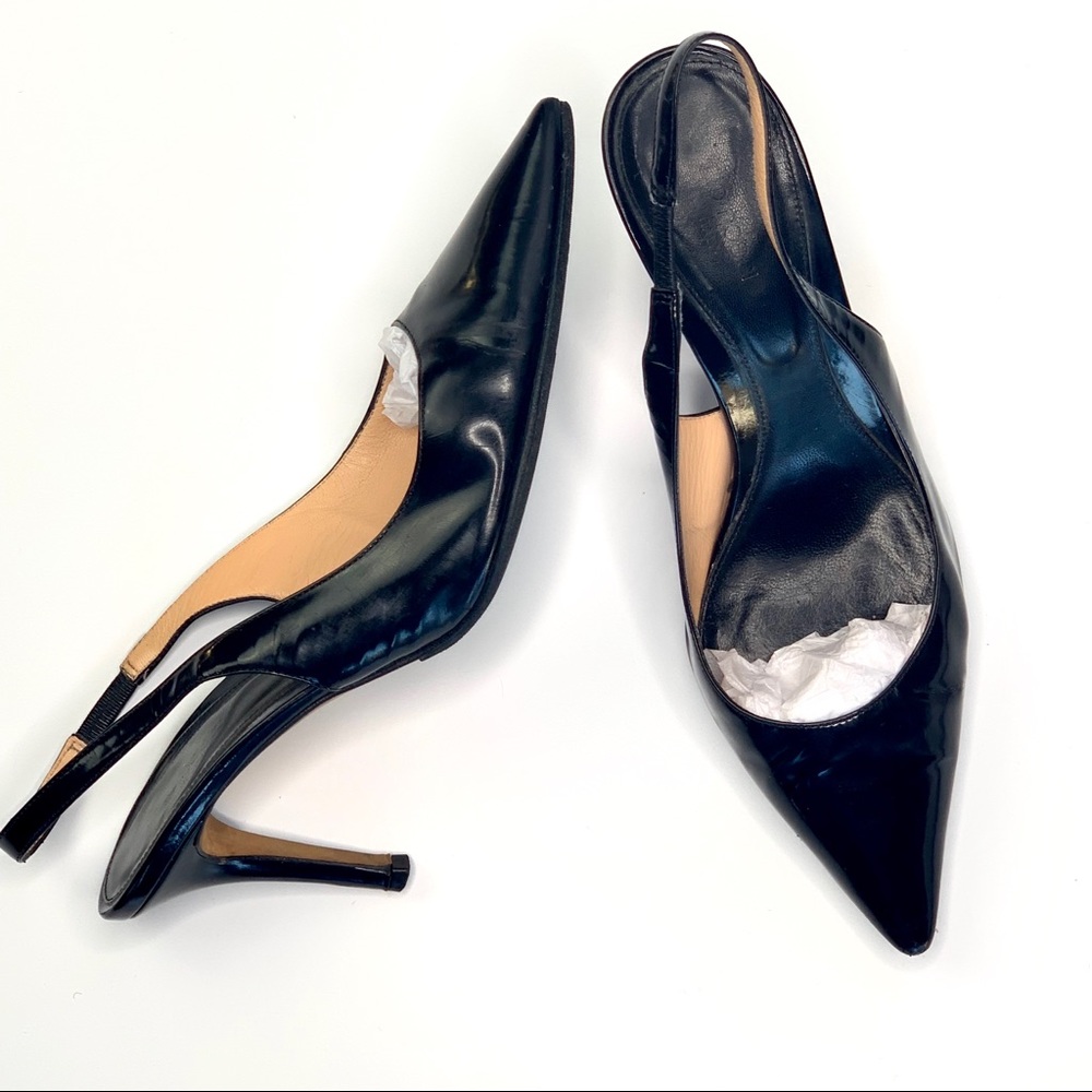 VTG Sergio Rossi SlingBack Blk Polished Leather 39
